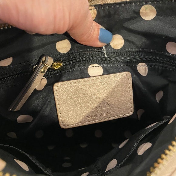 Anne Klein Light Taupe Faux Leather Shoulder Bag with Gold-Toned Hardware - Picture 8 of 13